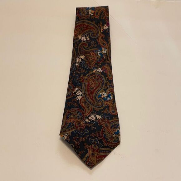 Vintage Disney 100% Silk Tie. Mickey, Goofy and Donald Duck. Paisley. Too cute - Picture 2 of 8